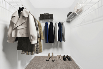 walk in closet at Caveness Farms Apartments, Wake Forest, NC 27587